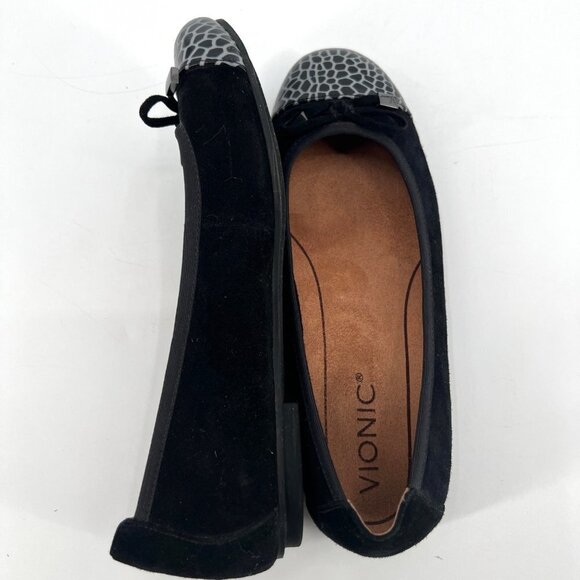 Vionic Minna Ballet Flats Cap Toe Black Suede Size 6.5 - Picture 5 of 7